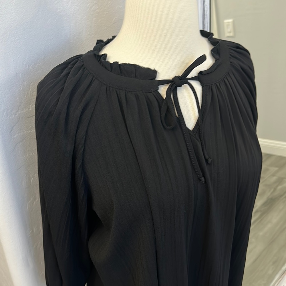 Black Ruffle Soft Ladies Blouse Top